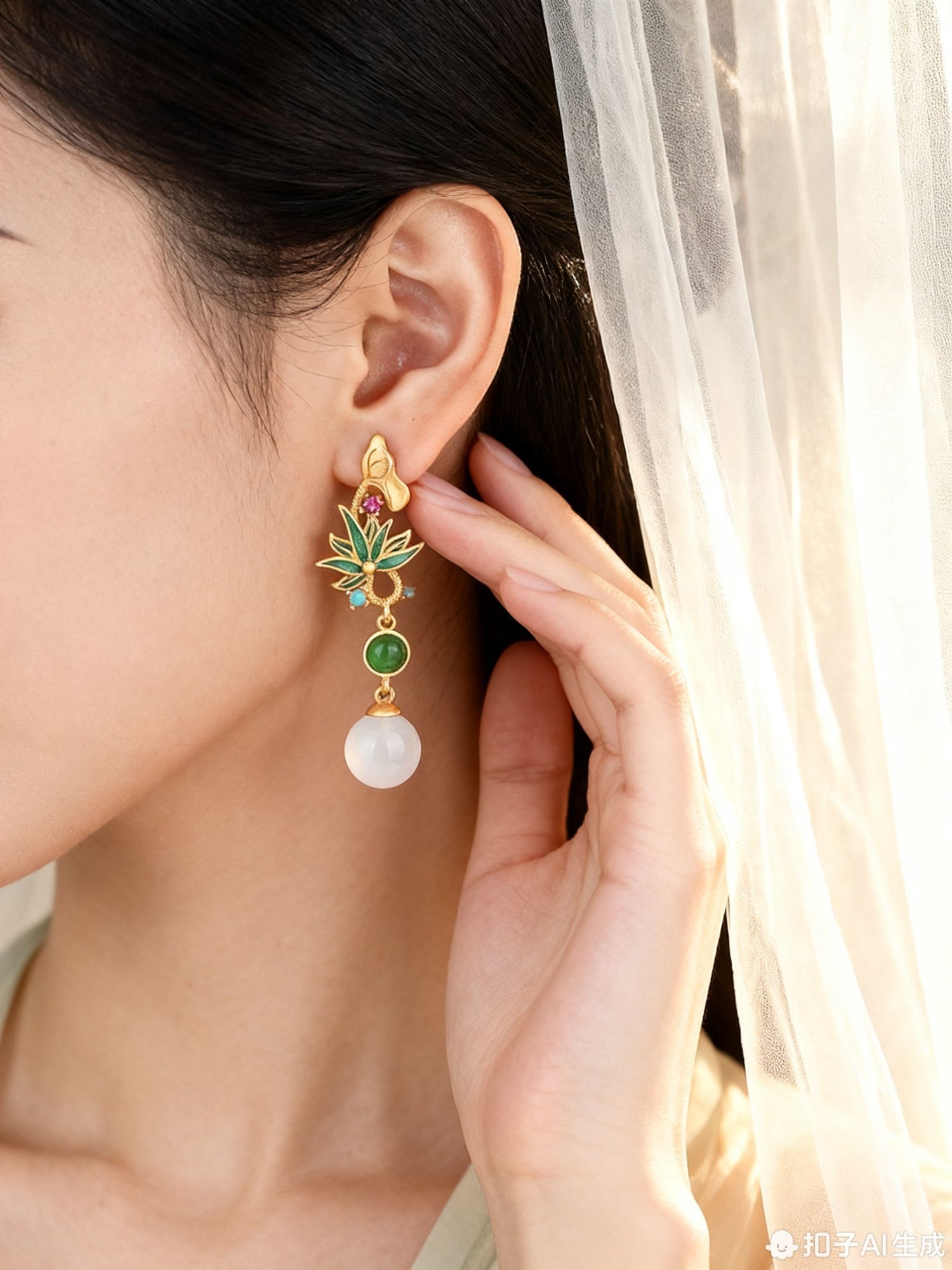 Lotus Earrings: Exquisite Enamel